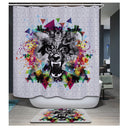 Home Hotel Bathroom Shower Room Decor Retro Fabric Shower Curtains With 12 Hooks Fashionable Bear Print Charms Home Decor Accessory