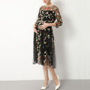 Pregnant Lady Photography Dress Maternity Gown Half Sleeve Embroider Dresses