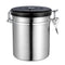1.5L Capacity Stainless Steel Coffee Tea Canister Jar Box Sugar Storage Pot Seal Can for Home Hotel Office Use Silver