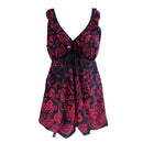 Plus Size Women Skirt Swimsuit Monokini Padded Swimwear Beach Wear 8XL Red