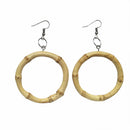Women Vintage Country Fresh Natural Bamboo Round Circle Dangle Hook Earrings