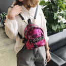 Sequins Leather Backpack Satchel Rucksack School Travel Camping Bag Purple
