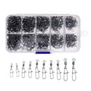 210Pcs Rolling Swivels Ring Fastlock Fishing Pin Snap Connector Accessories - 5 Sizes