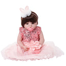 55cm Adorable Silicone Princess Reborn Doll Model in Pink Dress Outfit Accessories