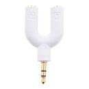 3.5mm Stereo Audio Splitter Earphone Headphone 2 Way Adaptor Keyring White