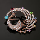 Vintage Alloy Brooch DIY Crystal Pin Badge Gift for Wedding Bride Peacock