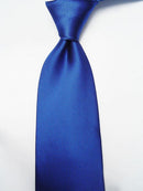 Classic Solid Color Jacquard Woven Fine Grids Men's Tie Necktie Royal Blue 10cm