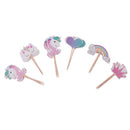 24x Unicorn Cake Picks Rainbow Cupcake Toppers Crown Heart Shape Cake DÃ©cor