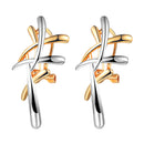 Women Girls Elegant Delicate Double Colors Cross Ear Studs Earrings Jewelry