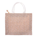 White Lace Women Handbag Brown Linen Shopping Bag Rustic Flower Bag Decor