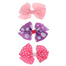 3x Assorted Grosgrain Ribbon Baby Girls Hair Clips Hairpin Dot Bow Boutique Barrettes