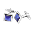 Pair Of Fashionable Men Opal Shirt Cufflinks Office Meeting Events Anniversary Supplies Blue