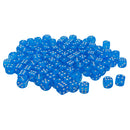 100pcs Transparent Six Sided D6 Dice for D&D TRPG Party Games Toys Blue