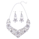 Stunning Bridal Wedding Crystal Flower Pearls Necklace Earrings Jewelry Sets