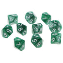 Pack of 10pcs Pearl Green D10 Ten Sided Game Dice D&D TRPG Games Party Supplies Toys