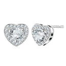 1 Pair Ladies Fashion White Gold Plated Heart Shape Zircon Ear Stud Earrings