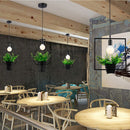 Black Geometric Iron Ceiling Lamp Pendant Light Plants Flower Pots Light Fixture