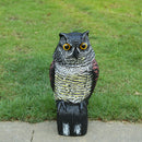 Realistic Owl Decoy Weed Pest Control Garden Bird Scarer Scarecrow w/ Rotating Head