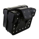 2 Pieces Cube Black PU Leather Side Saddle Plate Stud Design Bag for Harley