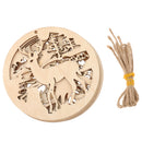 Handmade Round Wooden Hollow Deer Design Christmas Decor Pack of 5pcs