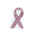 Fancy Glitter Pink Crystal Breast Cancer Awareness Ribbon Brooch Pin Lady Charity Party Jewelry
