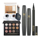 12 colors EyeShadow Palette Eyebrow Powder Set with Waterproof Long Lasting Eyeliner Pen Black Brown Gel Black Mascara