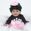 Real Life Black Skin Tone 22inch Reborn Doll Vinyl African American Baby Alive Doll with Magnetic Pacifier and Nursing Bottle