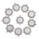 Pack of 10 Vintage Silver Round Charm Pendants Bezel Trays Jewelry Making Supplies 2