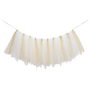 Handmade Soft Lightweight Glitter Tulle Tutu Skirt Baby Shower Birthday Party High Chair Table Decor with Stickers White Gold