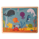 Ocean Animals Cartoon Wood Puzzle Jigsaw 60 Pieces Preschool Educational Hands-on Puzzle Toy Indoor Outdoor Games with Board