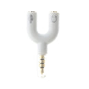 3.5mm Stereo Splitter Audio to Mic Headset Jack Plug Adapter for Smartphone White