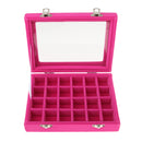 24 Slot Velvet Jewelry Display Box Ear Rings Nail Art Tips Sticker Organizer
