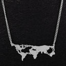 Fashion World Map Travel Abstract Pendant Collar Necklace Jewelry