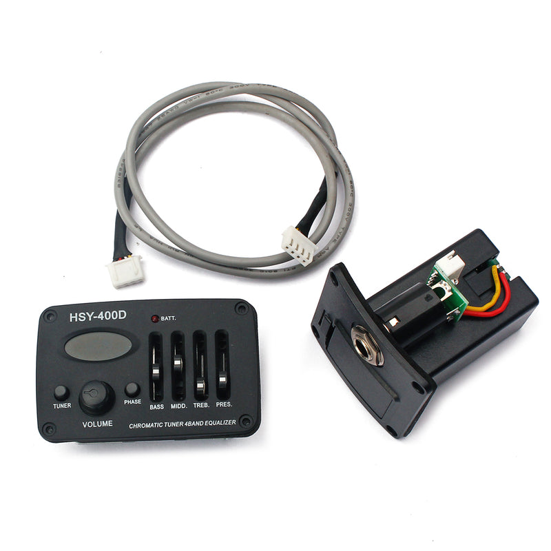 1 Set Plastic 4 Bands EQ Guitar Equalizer Preamp for Acoustic Guitar Parts HSY-400D Black