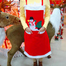 Adult Christmas Snowman Apron Red Bib Waitress Fancy Dress Costume Xmas Gift