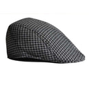 Unisex Cotton Hound Tooth Beret Cap Newsboy Flat Hat - Black Grey