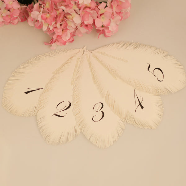 1-10 Numbers Feather Linen Paper Number Cards Wedding Table Place Cards for Flower Arrangement