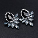 Vintage Luxury Black Flower Petal Crystal Studs Earrings For Women Wedding