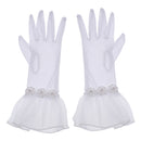 Pair of Ladies Stretchy White Wrist Gloves Bridal Gloves Prom Evening Gloves