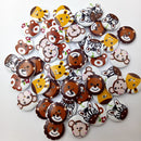 50 Pieces Mixed Painted Cartoon Animal Wood Buttons Sewing Crafts For kids Children 20mm