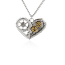 Fashion Silver Alloy Steampunk Pendant Necklace Carved Gears Heart Pattern