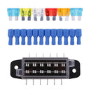 Universal 6 Way Fuse Holder and Blade Fuse with Terminal Kit For Car Boat