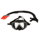 Adult Swimming Diving Mask Goggles Tempered Glasses Snorkel Set Black