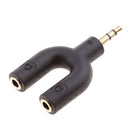 3.5mm Stereo Audio Splitter Earphone Headphone 2 Way Adaptor Keyring Black