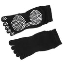 Women Cotton Yoga Pilates Practice Gym Toe Socks Anti-slip Shock Absorption Foot Massage Full Grip Socks 1 Pair Black