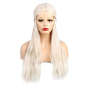Beauty 28''/70cm Elegant Middle Parting Women Long Wavy Straight Cosplay Braided Wigs White