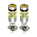 2pcs H1 100W Fog Light Yellow LED DRL Projector Lamp Bulb for Car Vehicle