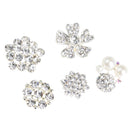 5 Pieces Assorted Pearl Diamante Flower Rhinestone Embellishments for DIY Crafts