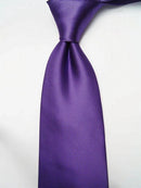 Classic Pure Color 10cm Jacquard Woven Fine Grids Men's Tie Necktie Purple New