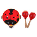 3 Pieces Red Wooden Cartoon Tambourine Musical Instruments Toys Gift for Kids Baby Toddl